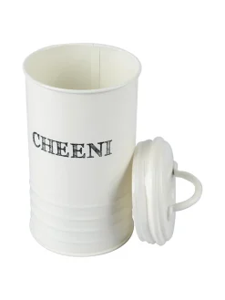 Mild Steel White Cylindrical Cheeni Jar (1200ML)