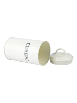 Mild Steel White Cylindrical Cheeni Jar (1200ML)