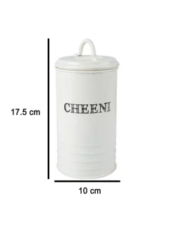 Mild Steel White Cylindrical Cheeni Jar (1200ML)
