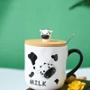 "MILK" Coffee Mug With Lid -  450mL, Mixing Spoon