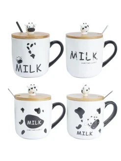"MILK SOMETIME I LIKE IT" Coffee Mug With Lid -  450mL, Mixing Spoon