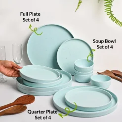 Minto Blue Sparkle Melamine Dinner Set – 12 Pcs