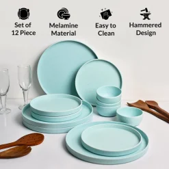 Minto Blue Sparkle Melamine Dinner Set – 12 Pcs