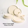 Minto Cream Sparkle Melamine Dinner Set – 12 Pcs