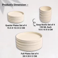 Minto Cream Sparkle Melamine Dinner Set – 12 Pcs