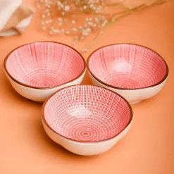 100Ml Red Bowl Set Of 3
