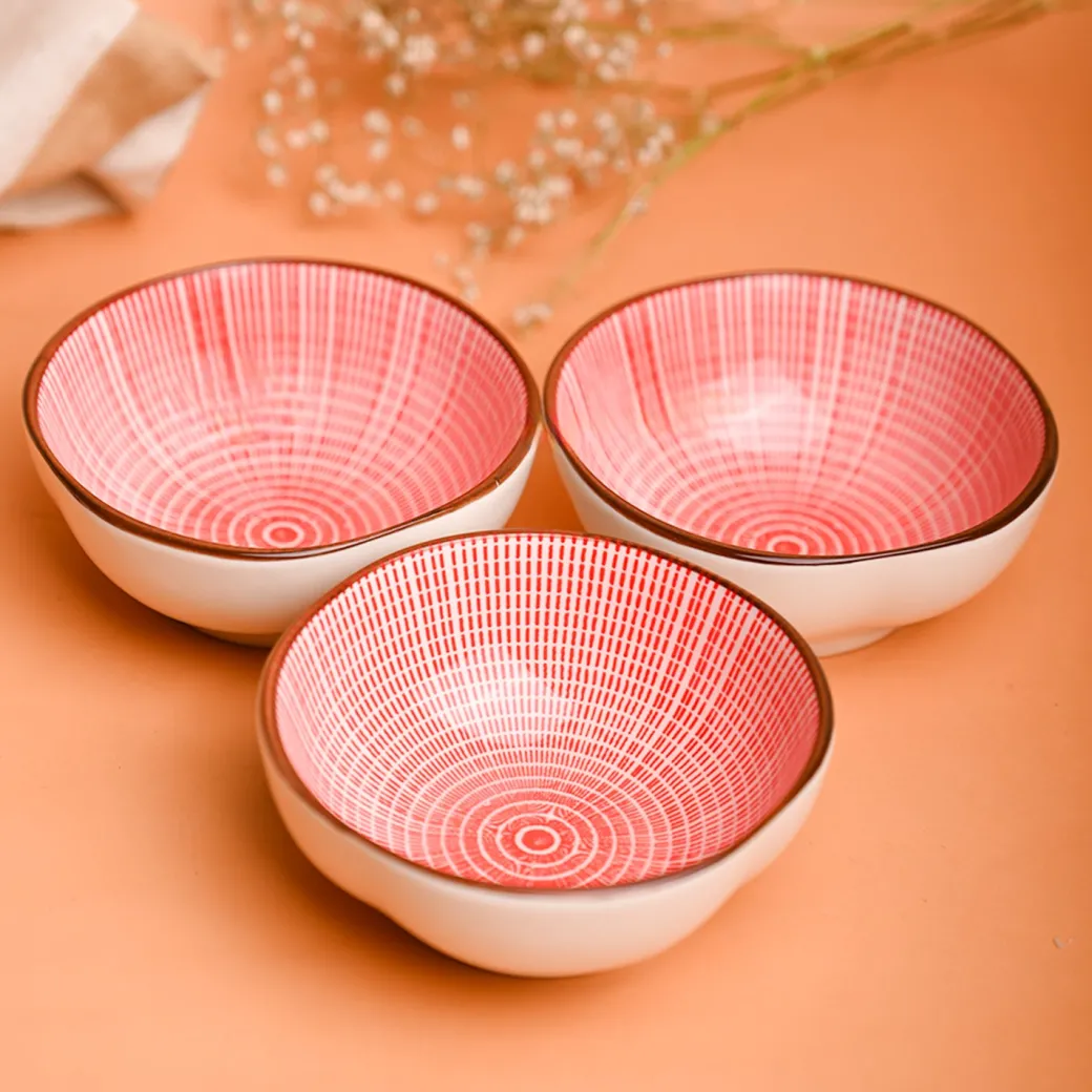 100Ml Red Bowl Set Of 3