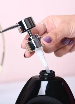 Modern Black Kitchen Dispenser With Scrubber - Cylindrical Shape