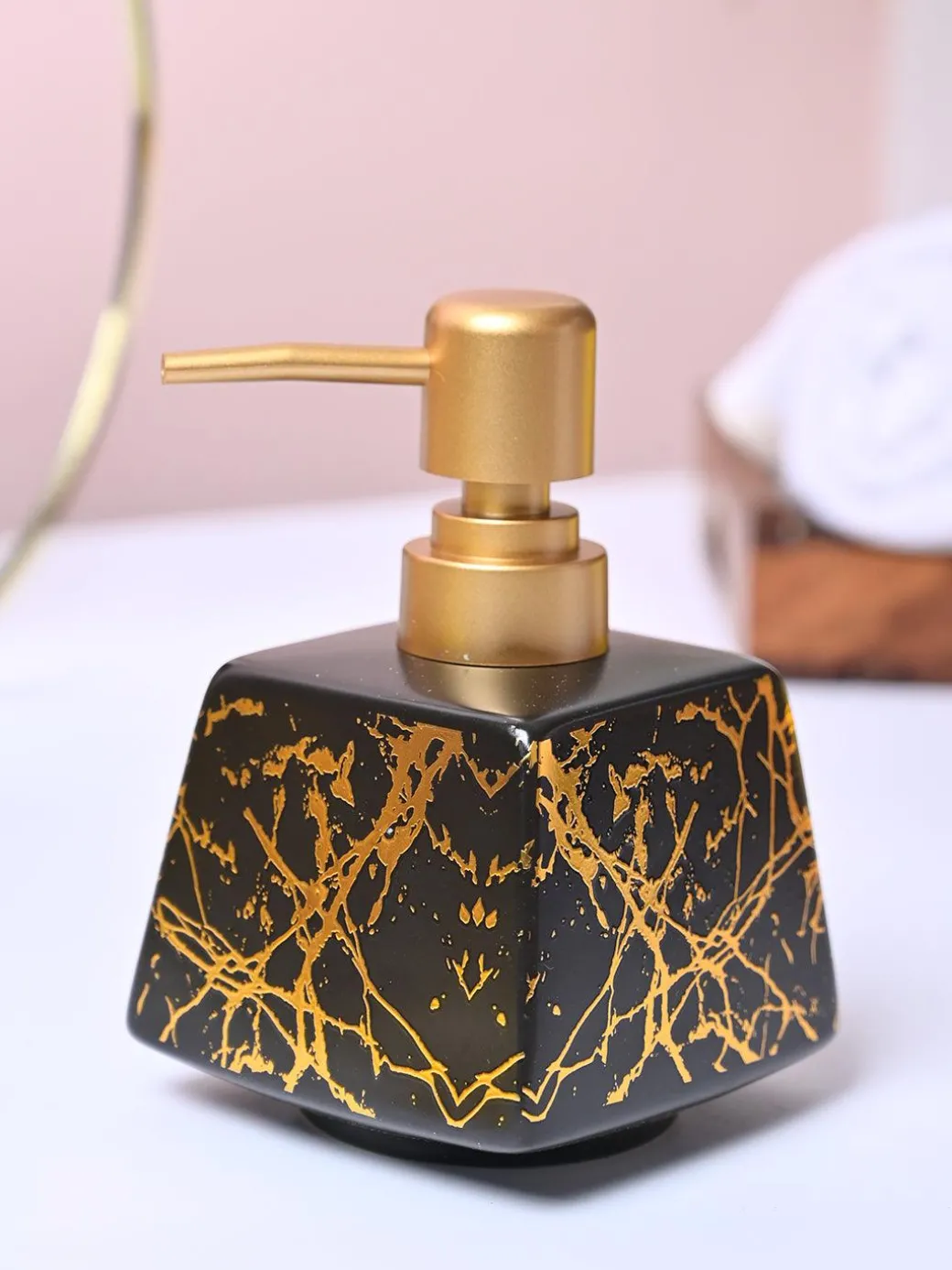 Modern Black Rectangle Ceramic Soap Dispenser