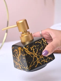 Modern Black Rectangle Ceramic Soap Dispenser