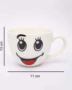 Mug, Emoji Print, for Tea & Coffee, White, Ceramic, 450 mL (Product Images) Issue
