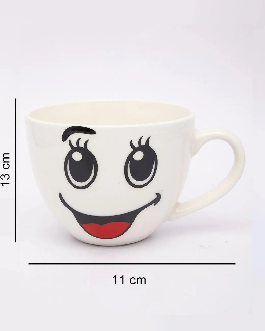 Mug, Emoji Print, for Tea & Coffee, White, Ceramic, 450 mL (Product Images) Issue