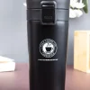 Mug, with Sipper Lid, Tea & Coffee Mug, Black, Stainless Steel, 330 mL