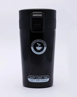 Mug, with Sipper Lid, Tea & Coffee Mug, Black, Stainless Steel, 330 mL