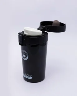 Mug, with Sipper Lid, Tea & Coffee Mug, Black, Stainless Steel, 330 mL