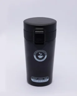 Mug, with Sipper Lid, Tea & Coffee Mug, Black, Stainless Steel, 330 mL