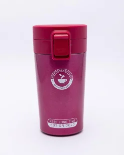 Mug, with Sipper Lid, Tea & Coffee Mug, Red, Stainless Steel, 330 mL