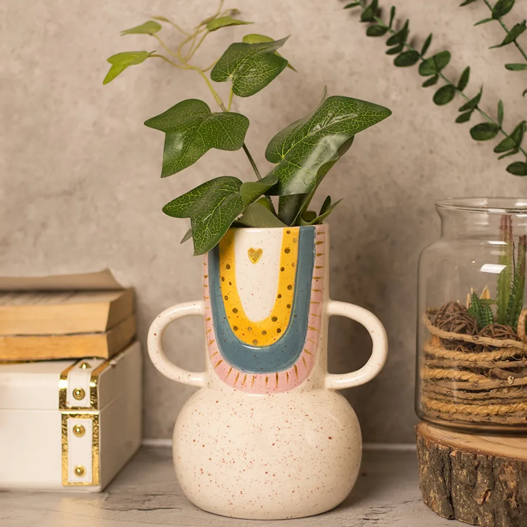 Multicolor Ceramic Vase - Antique Design, Flower Holder