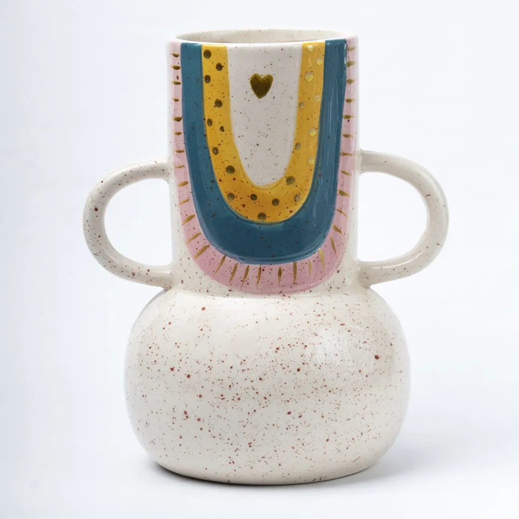 Multicolor Ceramic Vase - Antique Design, Flower Holder
