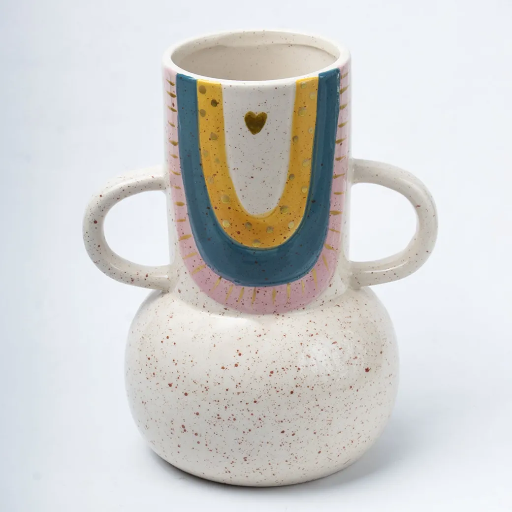 Multicolor Ceramic Vase - Antique Design, Flower Holder