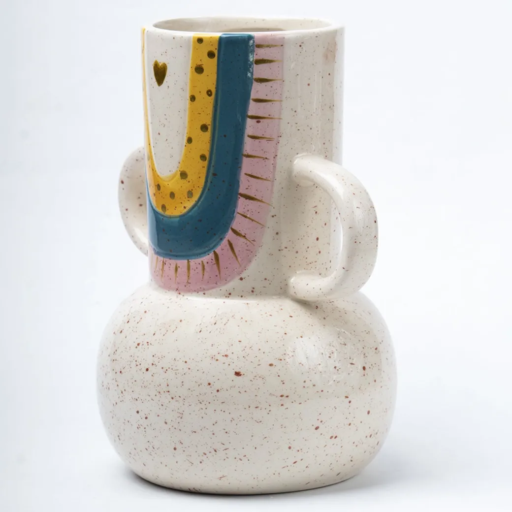 Multicolor Ceramic Vase - Antique Design, Flower Holder