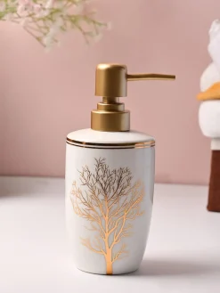 Nature Inspired White Ceramic Soap Dispenser