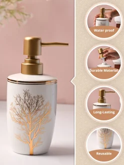 Nature Inspired White Ceramic Soap Dispenser