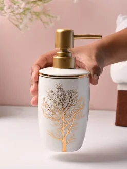 Nature Inspired White Ceramic Soap Dispenser