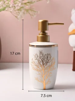 Nature Inspired White Ceramic Soap Dispenser