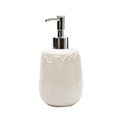 Off White Ceramic Bathroom Set Of 4 - Leafy Pattern, Bath Accessories
