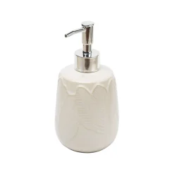 Off White Ceramic Bathroom Set Of 4 - Leafy Pattern, Bath Accessories