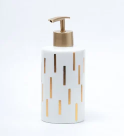 Off White Ceramic Bathroom Set Of 4 - Straight Lines, Bath Accessories