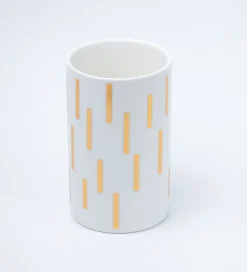 Off White Ceramic Bathroom Set Of 4 - Straight Lines, Bath Accessories