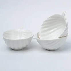 Off White Ceramic Dish - Pack Of 3, Plain