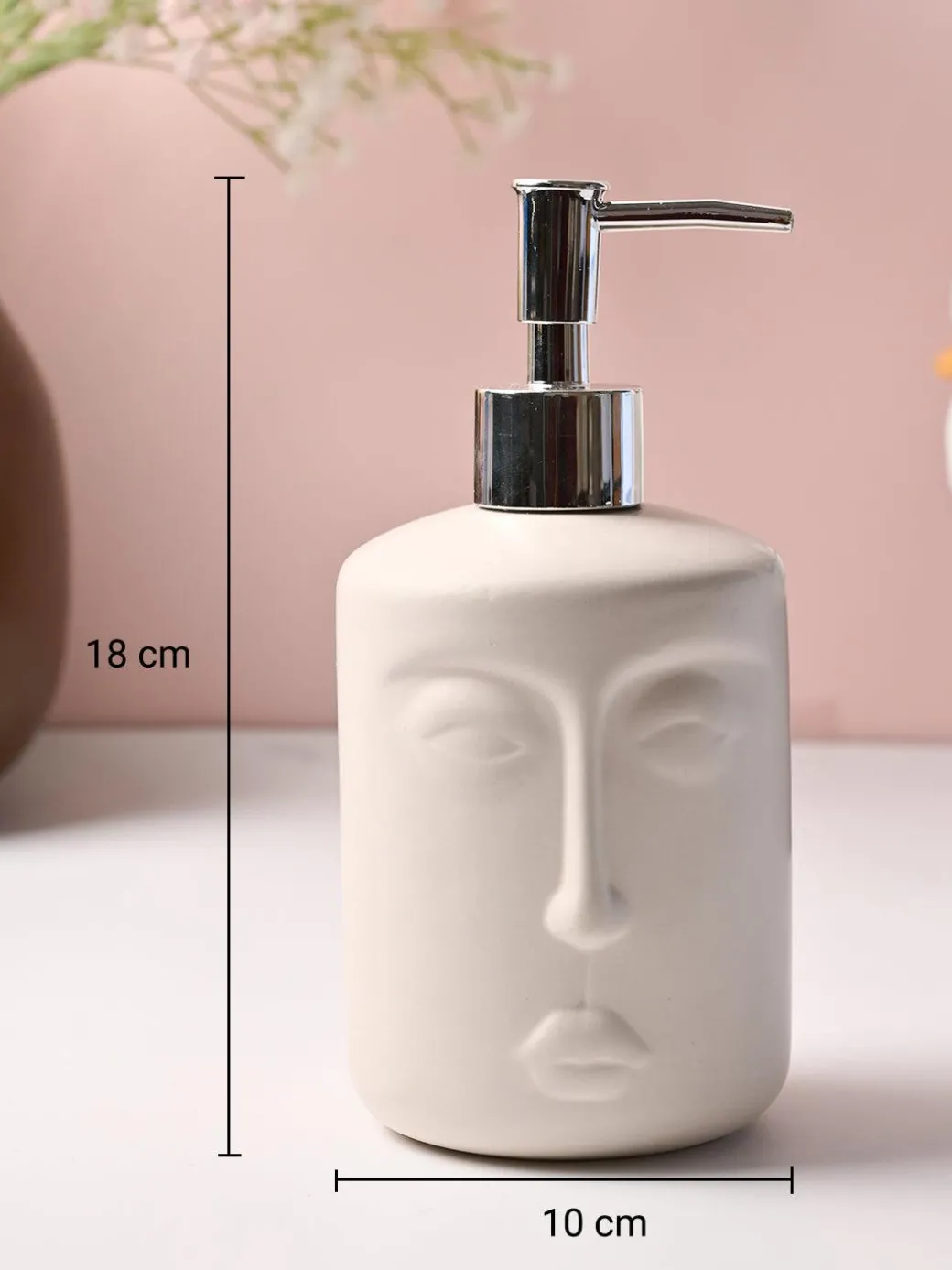Off-White Matte Face Soap Dispenser - Cylindrical Shape