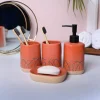 Orange Ceramic Bathroom Collection - Cylindrical, Square, and Rectangular Shapes