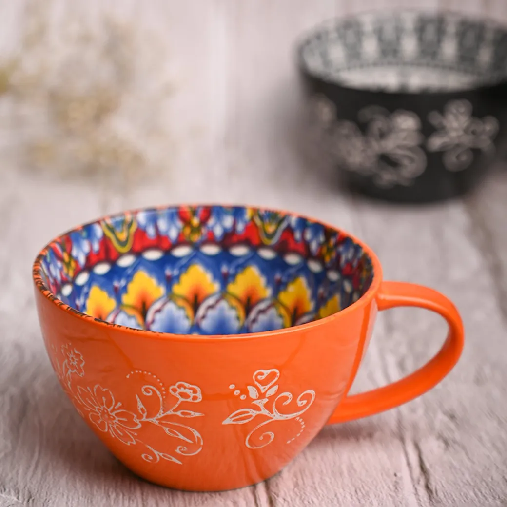 Orange Geomatry 480ml Cup