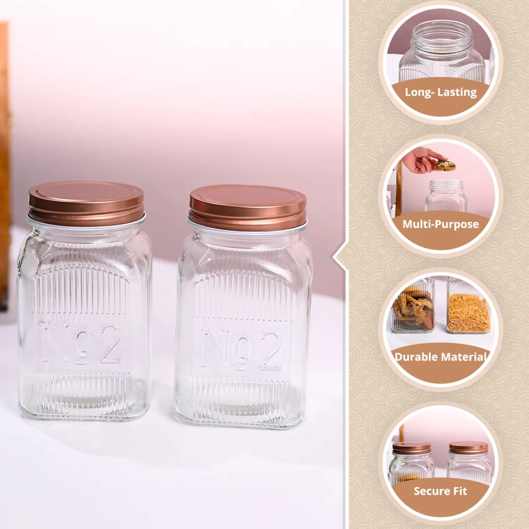 Pack Of 2 Glass Jar Set, 1100mL Each