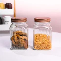 Pack Of 2 Glass Jar Set, 1100mL Each