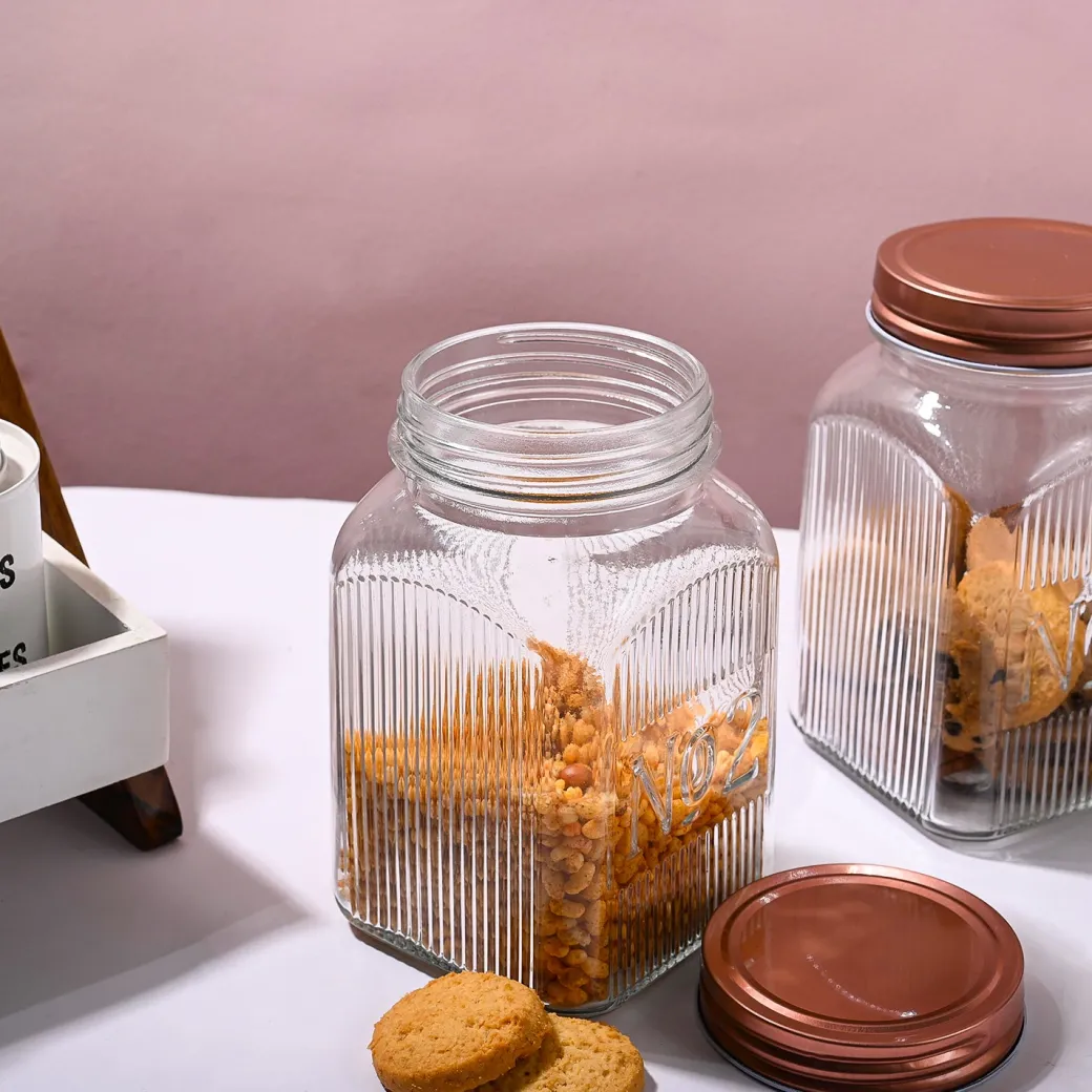 Pack Of 2 Glass Jar Set, 1100mL Each