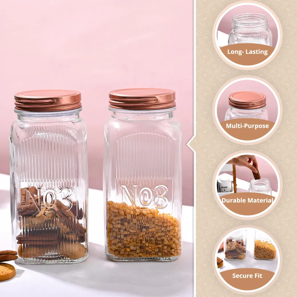 Pack Of 2 Glass Jar Set, 1500mL Each