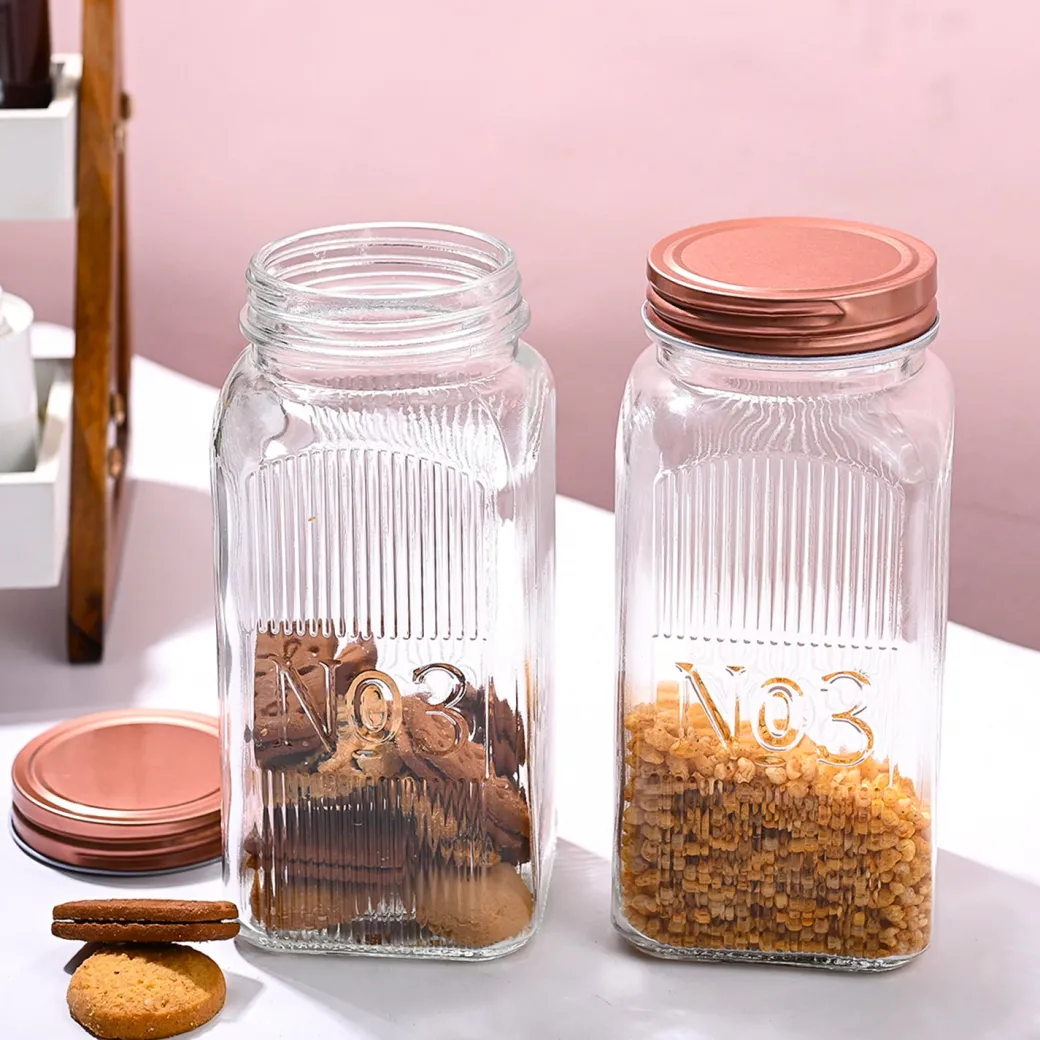 Pack Of 2 Glass Jar Set, 1500mL Each