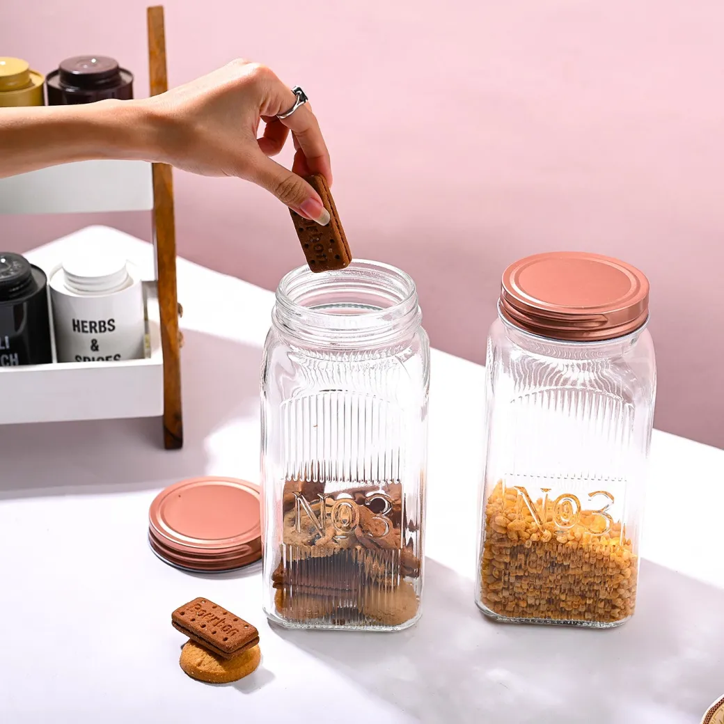 Pack Of 2 Glass Jar Set, 1500mL Each