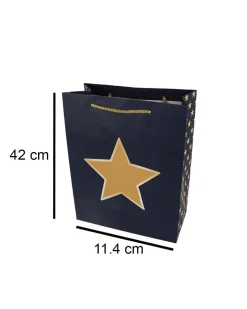 Paper, Gift Bag Pack Of 3, Printed Star, Glitter : Finish, Multicolor