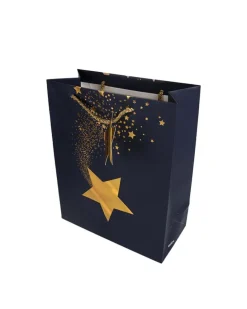 Paper, Gift Bag Pack Of 3, Printed Star, Glitter : Finish, Multicolor