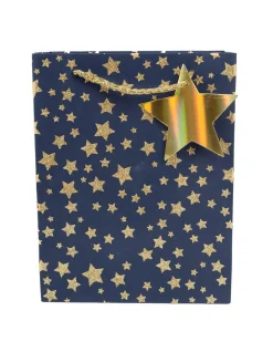 Paper, Gift Bag Pack Of 3, Printed Star, Glitter : Finish, Multicolor