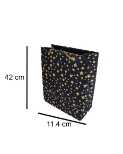 Paper, Gift Bag Pack Of 3, Printed Star, Glitter : Finish, Multicolor