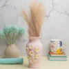 Pear Shape Pink Ceramic Vase with Lily Flowers