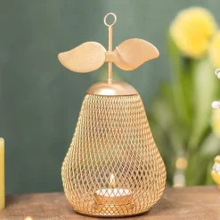 Pear T- Lite Holder - Golden & Metal
