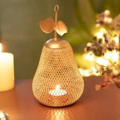 Pear T- Lite Holder - Golden & Metal